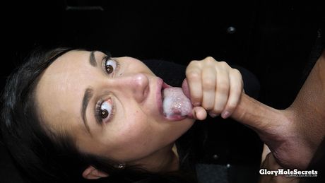 Stunning Russian Crystal Rush sucks a dick through a gloryhole