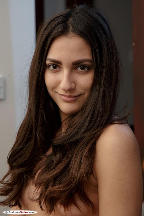 Thin teen Cira Nerri strips & shows her big tits & her sweet pussy