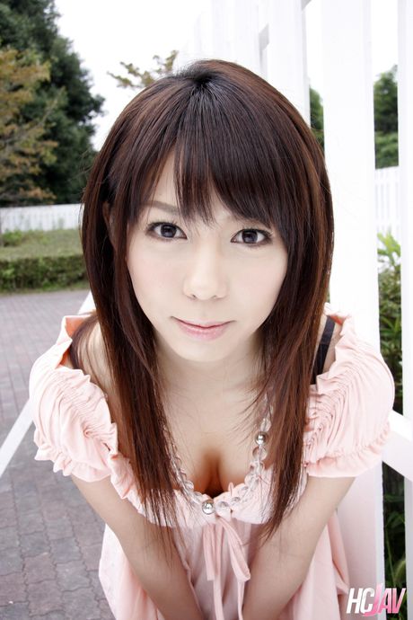 Asian girl Maho Sawai plays with her pussy in a backyard