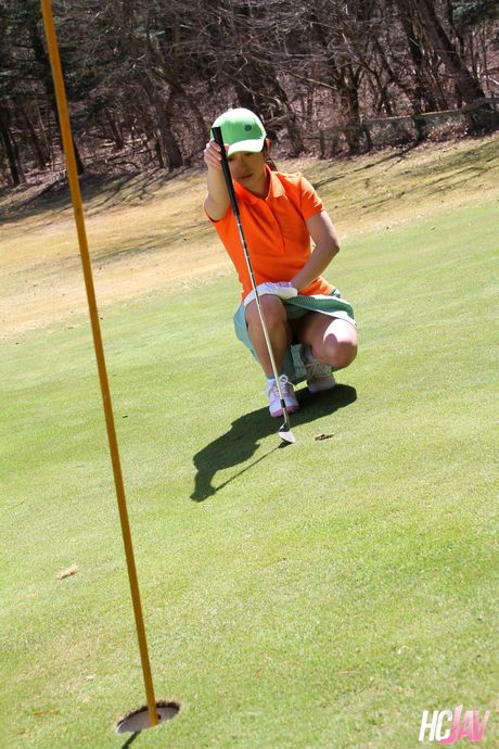 Asian golfers Erika Hiramatsu, Nana Kunimi and Nao Yuzumiya pose naked