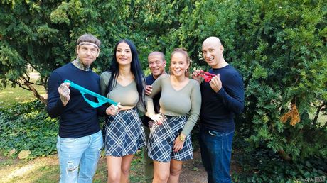 Outdoor action features big juggs and asses as well as pussies