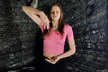 Sexet tjekkisk brunette Stacy Cruz bliver dobbeltkneppet under en trekant