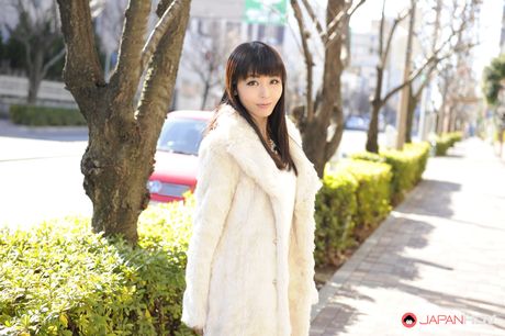 Asian babe Marica Hase highlights her petite tiny tits and poses in stockings