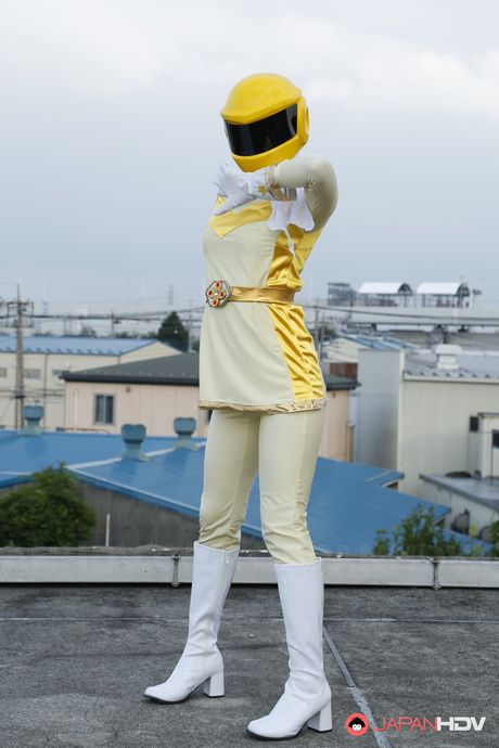 Alluring Asian babe in boots and gloves strips and highlights her body