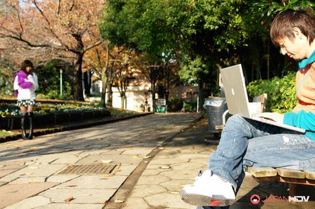 Asian covergirl Mahiru Tsubaki gets her pussy licked and screwed by a horny man