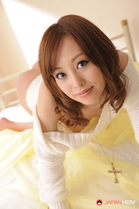 First-class Asian babe Miina Yoshihara demonstrates her small tits and masturbates