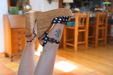 Huge titted Lana Kendrick gets naked to show her big boobs outdoors