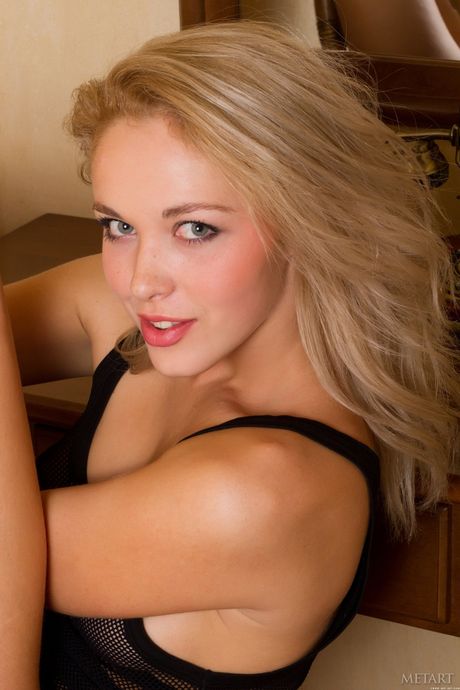 Thin teen Alisa G strips and poses nude in front of a mirror