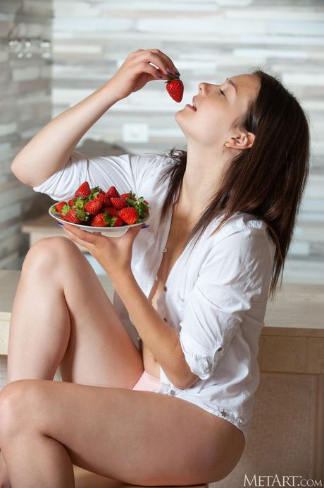 Stunning belarusian,latvian babe Matty gets completely naked on a kitchen counter