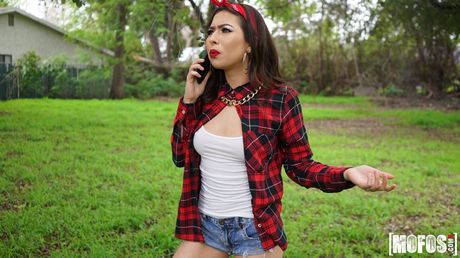 Melissa Moore gets her twat filled with a big dick outdoors