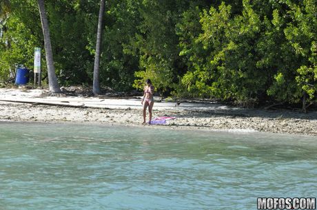 Pretty american,filipino ebony Harley Dean gets her big butt oiled and her pussy fucked poolside