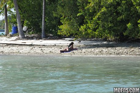 Pretty american,filipino ebony Harley Dean gets her big butt oiled and her pussy fucked poolside