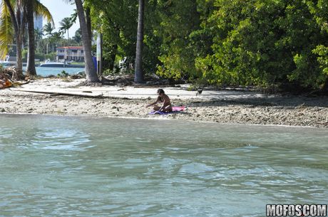 Pretty american,filipino ebony Harley Dean gets her big butt oiled and her pussy fucked poolside