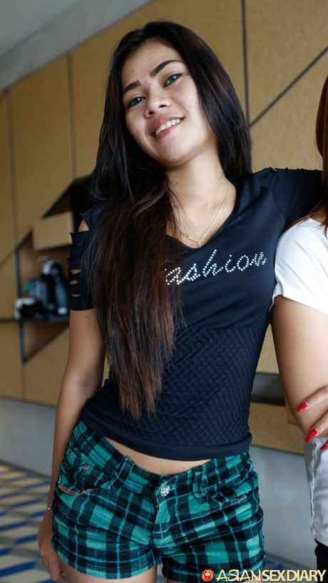 Teen teens Nurin and Siti get naked before a threesome on a bed