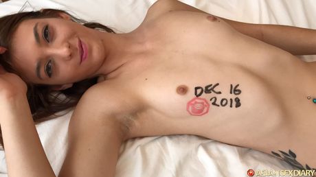 Skinny japanese cutie Amateur gets her shaved pussy licked and fingered