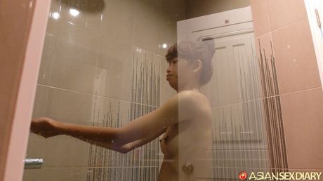 Lean stunner Mai B gets her twat stuffed with a dick in the shower