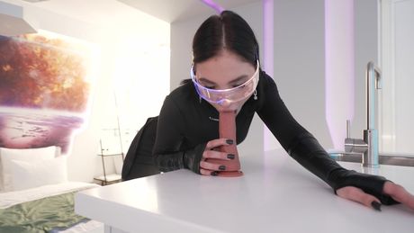 Mørkhåret teenager Cyber Shot bliver røvkneppet under intergalaktisk sex