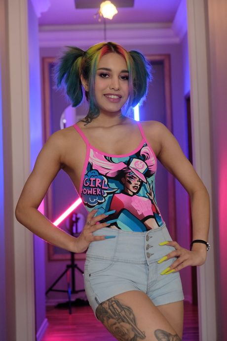 Beautiful russian girl Roxy Lips gets double fucked by three guys in a warehouse