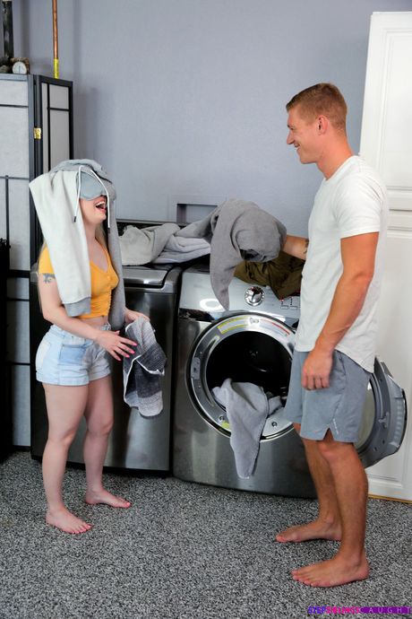 Ligh-haired teen Haley Spades has sex with her stepbrother in a bathroom