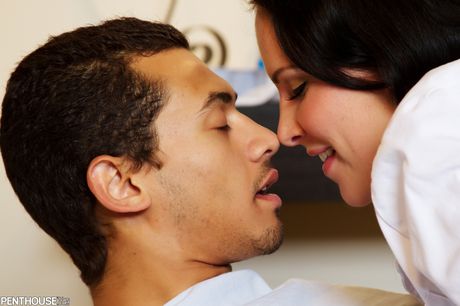 Busty doctor Katie St. Ives gets her pussy teased and dicked by a black patient