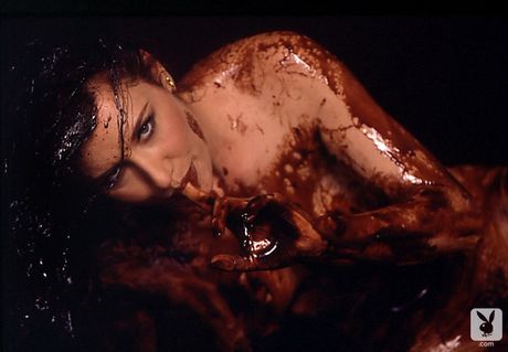 Ravishing dark-haired Karen Finley gets naked in a corset and heels