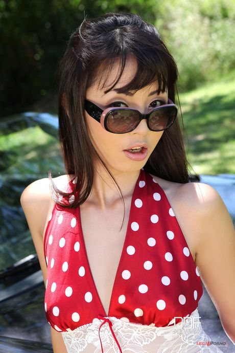 Sexy Asian Marica Hase masturbates in the car & squirts in the outdoor