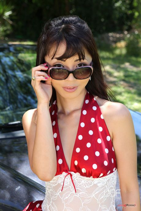 Sexy Asian Marica Hase masturbates in the car & squirts in the outdoor