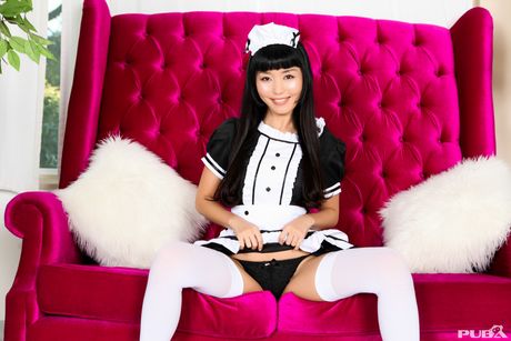 Asian cutie Marica Hase unveils her amazing juggs and poses in stockings