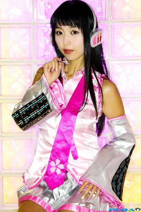 Asian stunner Marica Hase plays with her pussy after getting naked in socks