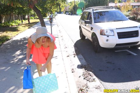 Blonde canadian Mom Savana Styles has sex with a boy on a sofa