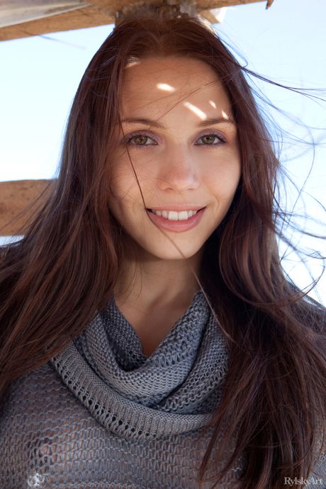 Glamorous teen Gemma strips and poses naked in the studio