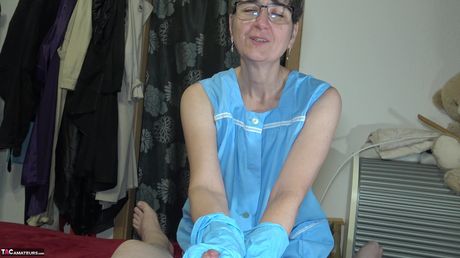 Angelic Milf in latex gloves gets her pussy teased and dicked