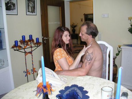 Adult british brunette Angel Eyes gets her pussy licked and dicked by a young man