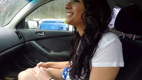 Latina babe Nicki Ortega gets banged in a car by a horny guy