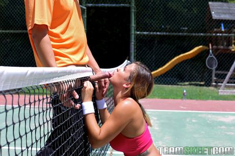 Sporty american covergirl Keisha Grey gets her twat stuffed after a tennis match
