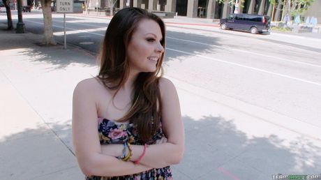 Cute american stunner Cali Hayes gets her twat filled with a dick in the outdoors