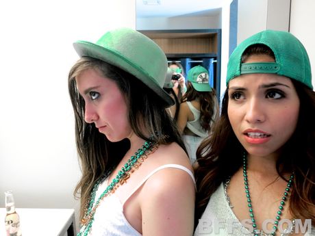 Four slutty girls get banged in a POV foursome on St Patrick is Day