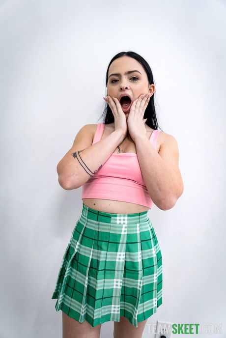 Dark haired teen Imani Valor has sex with a boy in a bedroom