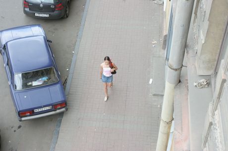 Petite russian girl Marusia gets double fucked by two guys on the sofa