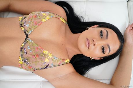 Nice american doll Mila Monet takes a facial after sucking a big dick