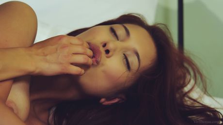 Asian lesbians Lexi Dona & Paula Shy kiss before licking pussies in the pool