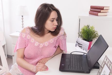 Melani is nipples are hard as she feels her pussy lips