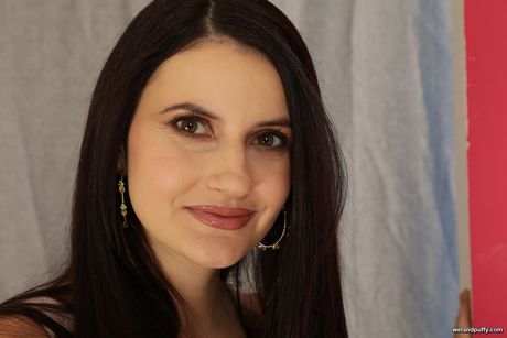 Lovely czech girl Tiny Tina shows her small tits and toys her twat