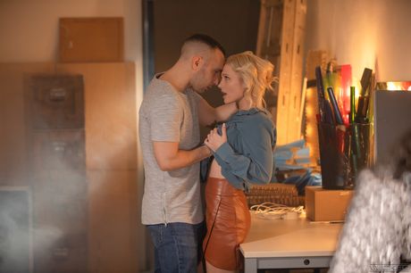 Babe Zazie Skymm enjoys hardcore sex with her stepbrother in a studio